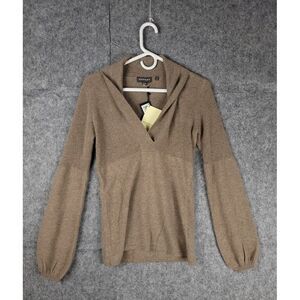 Repeat Cashmere Sweater Women's X-Small (36) Long Sleeve Brown V-Neck